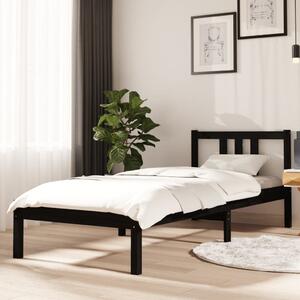 Cadru de pat mic Single 2FT6, negru, 75x190 cm, lemn masiv