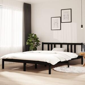 Cadru de pat King Size 5FT, 150x200 cm, negru, lemn masiv