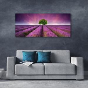 Tablou pe panza canvas Meadow copac Natura Roz Verde Violet