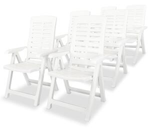 Scaune de grădină rabatabile, 6 buc., alb, plastic