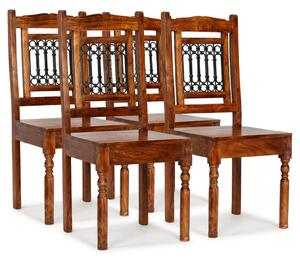 Scaune de masă 4 buc, lemn masiv cu finisaj palisandru, clasic