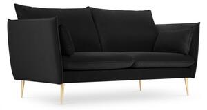 Canapea 2 locuri Agate cu tapiterie din catifea, picioare din metal auriu, negru