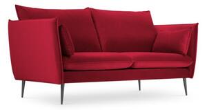 Canapea 2 locuri Agate cu tapiterie din catifea, picioare din metal negru, rosu