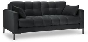 Canapea 2 locuri Mamaia cu tapiterie din catifea, picioare din metal negru, gri inchis