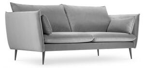 Canapea 3 locuri Agate cu tapiterie din catifea, picioare din metal negru, gri deschis