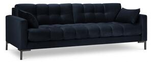 Canapea 3 locuri Mamaia cu tapiterie din catifea, picioare din metal negru, albastru inchis