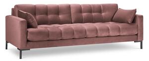Canapea 3 locuri Mamaia cu tapiterie din catifea, picioare din metal negru, roz