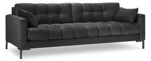 Canapea 3 locuri Mamaia cu tapiterie din catifea, picioare din metal negru, gri inchis