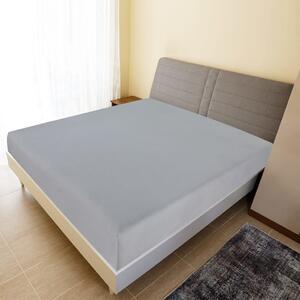 Cearșaf de pat cu elastic, gri, 160x200 cm, bumbac