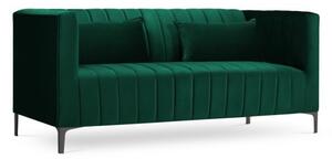 Canapea 2 locuri Annite cu tapiterie din catifea, picioare din metal negru, verde