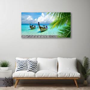 Tablou pe panza canvas Ambarcațiuni Sea Peisaj Albastru Maro Verde