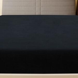 Cearșaf de pat cu elastic, negru, 90x200 cm, bumbac