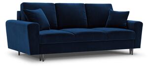 Canapea extensibila 3 locuri Moghan cu tapiterie din catifea, picioare din metal negru, albastru roya