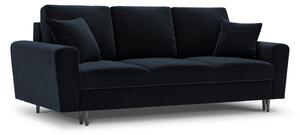 Canapea extensibila 3 locuri Moghan cu tapiterie din catifea, picioare din metal negru, albastru inchis