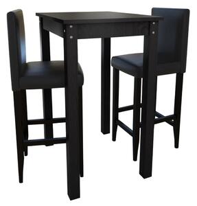 Masă de bar cu 2 scaune de bar, negru