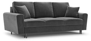 Canapea extensibila 3 locuri Moghan cu tapiterie din catifea, picioare din metal negru, gri deschis