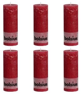 Bolsius Lumânări bloc rustice, 6 buc., roșu vin, 190 x 68 mm 103868000344