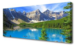 Tablou pe panza canvas Lac Munte Peisaj Forestier Albastru Verde Gri Alb