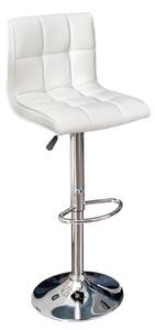 Set 2 scaune bar ajustabile Modena alb din piele si cadru metalic, 90-115 cm