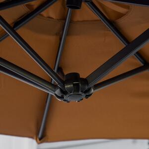 Outsunny Umbrela de soare de gradina basculabila dubla cu deschidere cu manivela, 285x147x227cm, rosu | AOSOM RO