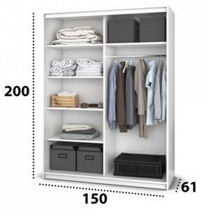 Dulap Deluxe 150x200x61 Cm, Alb Cu Oglinda