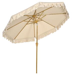 Outsunny Umbrela pentru gradina cu inclinare si manivela, Umbrela de exterior pentru masa cu acoperis dublu, kaki | AOSOM RO