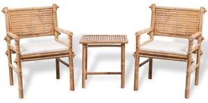 Set mobilier bistro cu perne, 3 piese, bambus