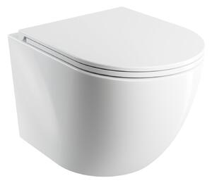 Omnires Ottawa vas wc cu capac soft-close agăţat fără margine cu spălare turbionară alb lucios OTTAWASPMWBP