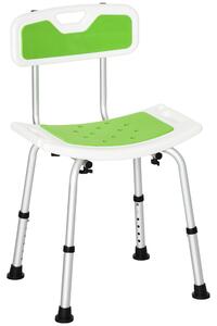 HOMCOM Scaun de dus pentru persoane in varsta, scaun de dus reglabil pe inaltime pe 6 nivele cu spatar, verde | AOSOM RO