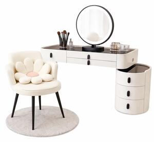 Set BELLA & ROSALIE – măsuță de machiaj cu oglindă LED și scaun confortabil 100x40x120