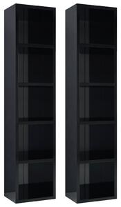 Dulapuri CD-uri 2 buc. negru extralucios 21 x 16 x 93,5 cm PAL