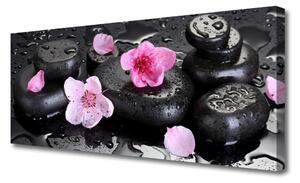 Tablou pe panza canvas Pietrele de flori Arta roz negru