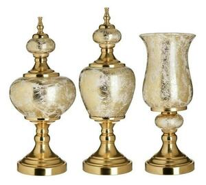 Set 3 vase decorative, Ceramica, Auriu, Mardinia