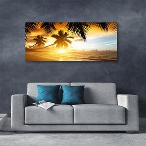 Tablou pe panza canvas Palm Beach Marea Peisaj Galben Negru Albastru