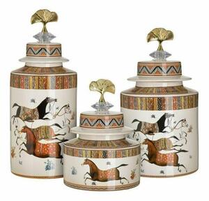 Set 3 vase decorative, Ceramica, Multicolor, Horse