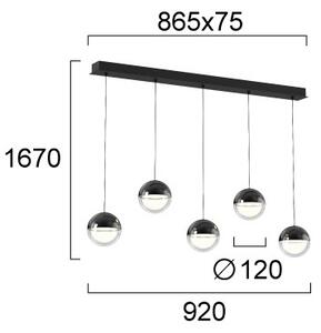Candelabru LED suspendat pe cablu ZIREA LED/30W/230V, negru
