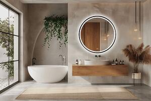 Venti Orion Black oglindă 80x80 cm rotund cu iluminare cu covoraș de încălzire negru 5905951180298