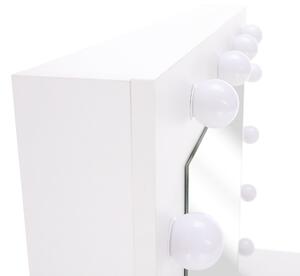 KONDELA Măsuţă de toaletă cu iluminare LED, albă, LEDIO
