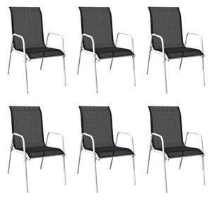 Set mobilier de exterior, 7 piese, negru, oțel