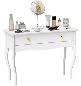 HOMCOM Masă de Toaletă Elegantă cu Sertar Spațios din Lemn Alb 100x40x74 cm | Aosom Romania