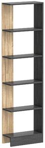 HOMCOM Bibliotecă Modernă cu 5 Rafturi din Lemn, 45 x 21 x 170 cm, Negru, Stejar | Aosom Romania