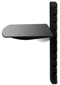 Raft DVD din sticlă montat pe perete cu 1 nivel negru