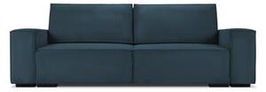 Canapea 3 locuri extensibila Eveline cu tapiterie reiata, albastru inchis