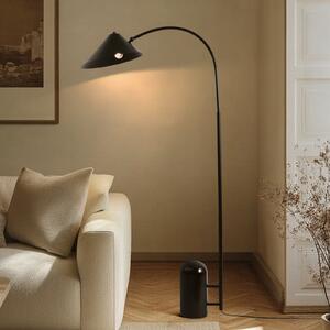 Lucande Lampadar Alviero, 157 cm, negru, metal, marmură, Negru, Camera de zi / sufragerie, Metal, Vintage