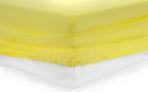 Cearceaf de pat cu elastic Yellow Heinner, 140x200 cm, 100% bumbac, galben