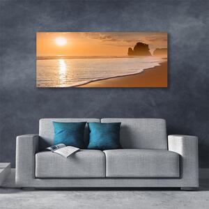 Tablou pe panza canvas Sea Sun Beach Peisaj Brun Galben Alb