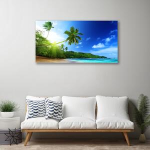 Tablou pe panza canvas Sea Palm Beach Peisaj Copaci Maro Verde Albastru