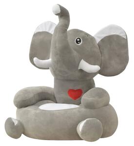 Scaun din pluș pentru copii cu model elefant, gri