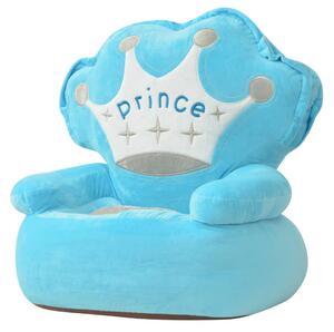 Scaun din pluș pentru copii, Prince, albastru