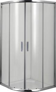 Cabină de duș semirotundă Q80C sticlă securizată transparentă tratată Easy-Clean profil cromat 80x80x190 cm